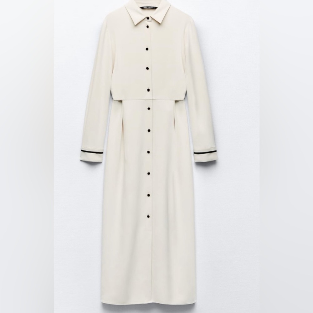 Zara White Button Maxi Dress M